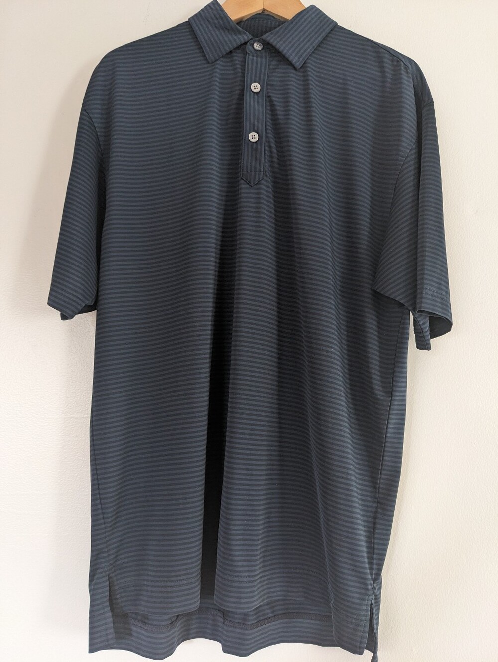 FootJoy Polo Shirt Mens Large Blue Striped Short Sleeve Collared Golf Athletic